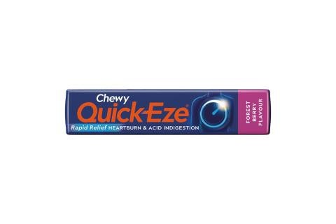 Product image showing the front of pack of Quick-Eze® Antacid Forest Berry stick