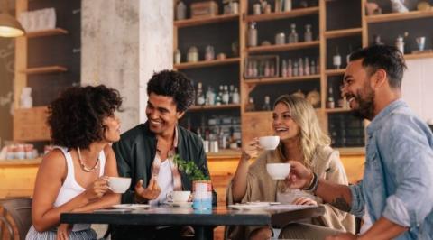 friends sitting at a coffee shop