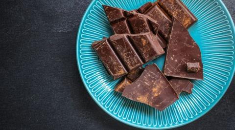 Chocolate on a blue plate