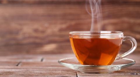 hot tea in a glass cup